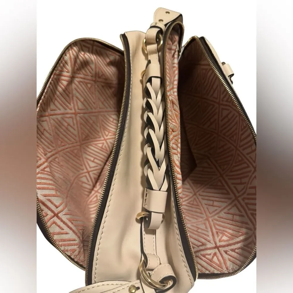 CHLOE.Sweet Beige Daria 3way Braided Top Handle Handbag Bowler Shoulder Bag Ex++